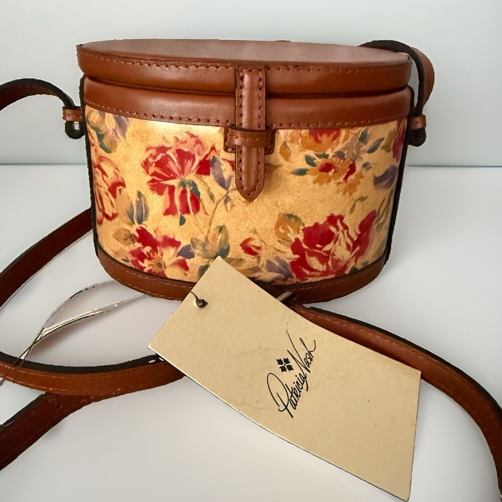 Patricia Nash Leather Nomiki Crossbody Bag Aegean Blooms Flowers NWT